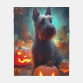 Couverture Polaire Halloween Terrier écossais avec la peur Citrouille (Devant)