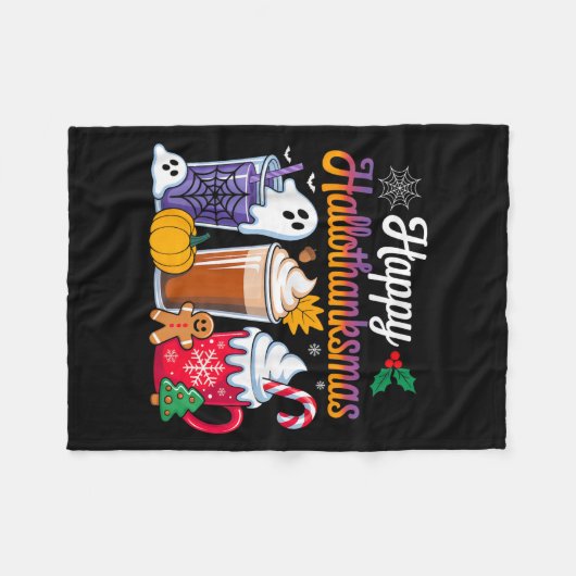 Couverture Polaire Halloween Thanksgiving Noël Joyeux Hallomerci (Devant (Horizontal))