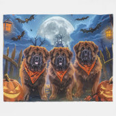 Couverture Polaire Halloween Tibétain Mastiff Éffrayant (Devant (Horizontal))