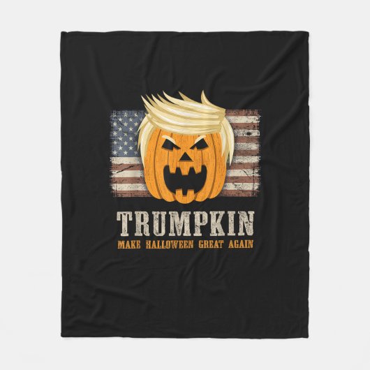 Couverture Polaire Halloween Trumpkin Vintage Us Drapeau drôle (Devant)