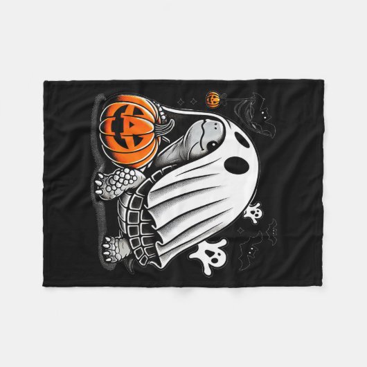 Couverture Polaire Halloween Turtle Ghost Pumpkin Costume Terran Tort (Devant (Horizontal))