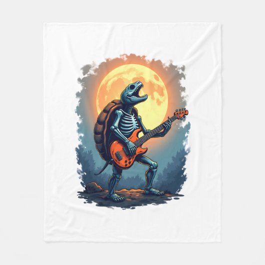Couverture Polaire Halloween Turtle Skeleton Rocker Tee pour Music Lo (Devant)