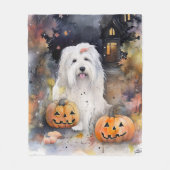 Couverture Polaire Halloween vieux chien anglais avec la peur Citroui (Devant)