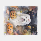 Couverture Polaire Halloween vieux chien anglais avec la peur Citroui (Devant (Horizontal))
