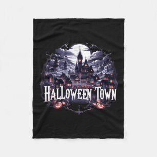 Couverture Polaire Halloween Ville Skeleton Ghost Citrouille Hallowee