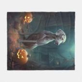 Couverture Polaire Halloween Weimaraner avec la peur Citrouille (Devant (Horizontal))