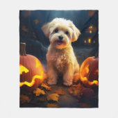 Couverture Polaire Halloween Yorkipoo Avec La Peur Citrouille (Devant)