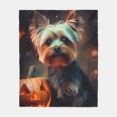 Couverture Polaire Halloween Yorkshire Terrier Avec La Peur Citrouill (Devant)
