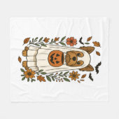 Couverture Polaire Halloween Yorkshire Terrier Fleurs Halloween (Devant (Horizontal))