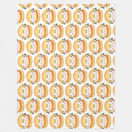 Couverture Polaire Hamburger de vache adorable (Devant)