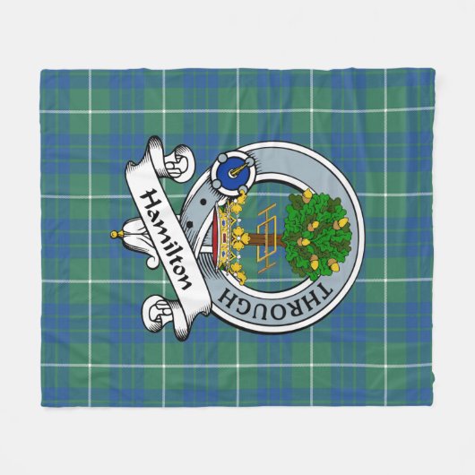 Couverture Polaire Hamilton Chasse Ancien Clan Badge Tartan Plaid (Devant (Horizontal))