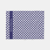 Couverture Polaire Hamptons Bleu Blanc Stylish Motif géométrique (Devant (Horizontal))