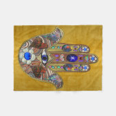 Couverture Polaire Hamsa Coeurs Fleurs Opal Art sur Or (Devant (Horizontal))