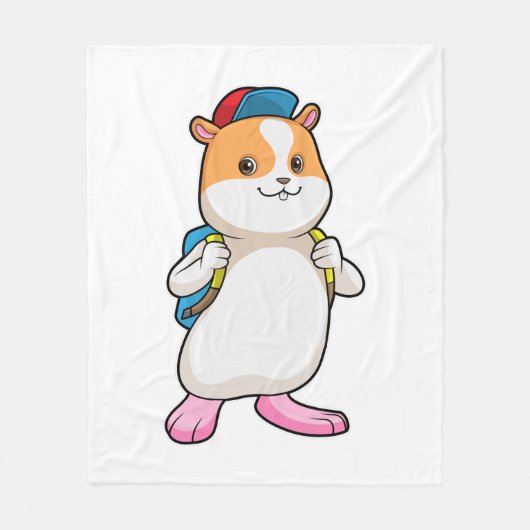 Couverture Polaire Hamster as Student with Backpack & Cap (Devant)