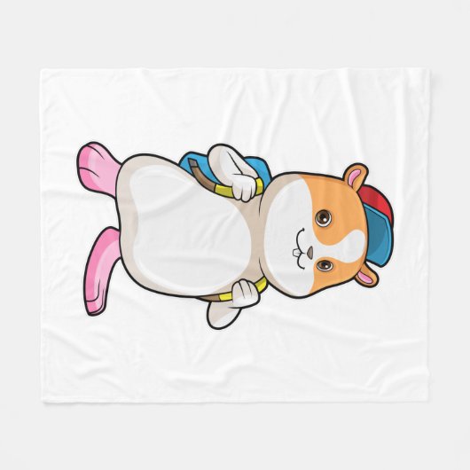 Couverture Polaire Hamster as Student with Backpack & Cap (Devant (Horizontal))