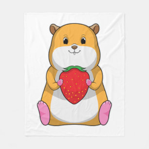 Couverture Polaire Hamster aux fraises