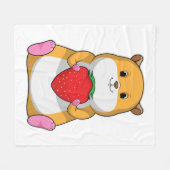 Couverture Polaire Hamster aux fraises (Devant (Horizontal))