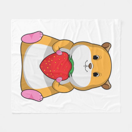 Couverture Polaire Hamster aux fraises (Devant (Horizontal))