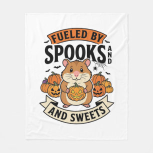 Couverture Polaire Hamster d'Halloween alimenté par les fantômes drôl