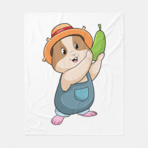 Couverture Polaire Hamster en fermier avec des courgettes