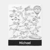 Couverture Polaire Hand drawn Airplanes Aviation Pilot Aviator Fun (Devant)