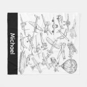 Couverture Polaire Hand drawn Airplanes Aviation Pilot Aviator Fun (Devant (Horizontal))