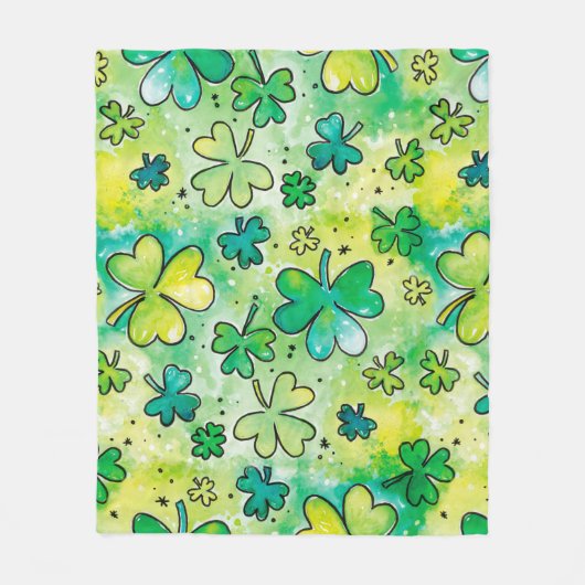 Couverture Polaire Hand-painted shamrock pattern featuring water colo (Devant)