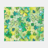 Couverture Polaire Hand-painted shamrock pattern featuring water colo (Devant (Horizontal))