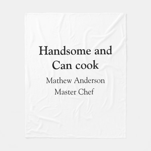 Couverture Polaire Handsome et peut cuisiner ajouter nom maître chef  (Devant)