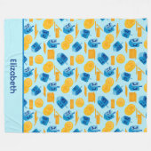 Couverture Polaire Hanoukka Dreidel Game Gelt Bleu foncé (Devant (Horizontal))