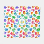 Couverture Polaire Hanoukka Dreidels Rainbow Watercolor Holiday (Devant (Horizontal))
