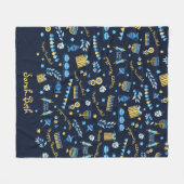 Couverture Polaire Hanoukka Menorah Dreidel personnalisé (Devant (Horizontal))