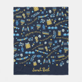 Couverture Polaire Hanoukka Personnalisé Menorah Dreidel Fleece Blank (Devant)