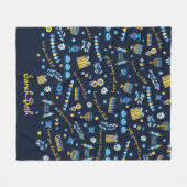 Couverture Polaire Hanoukka Personnalisé Menorah Dreidel Fleece Blank (Devant (Horizontal))