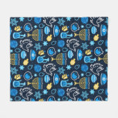 Couverture Polaire Hanoukka Symboles Motif bleu (Devant (Horizontal))