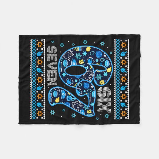 Couverture Polaire Hanukkah 67 Festive Dreidel Ugly Sweater Jew Six S (Devant (Horizontal))