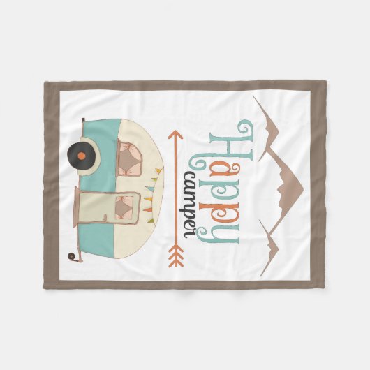Couverture Polaire HAPPER CAMPER mignon Retro RV (Devant (Horizontal))