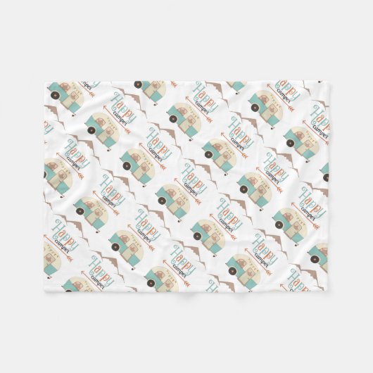 Couverture Polaire HAPPER CAMPER mignon Retro RV (Devant (Horizontal))