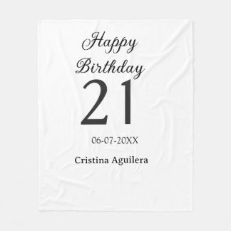 Couverture Polaire Happy 21st birthday bold letter simple name minima