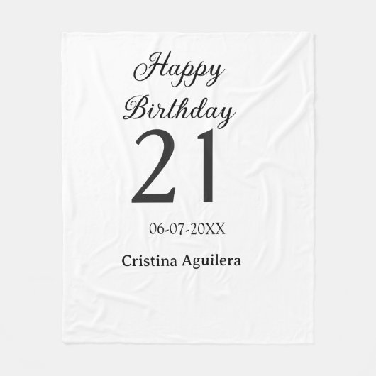 Couverture Polaire Happy 21st birthday bold letter simple name minima (Devant)