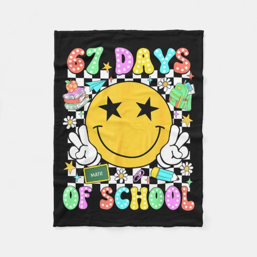 Couverture Polaire Happy 67th Day Of School Vibes Smile Face 67 Days (Devant)