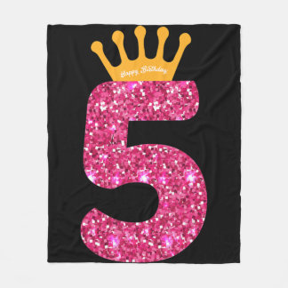 Couverture Polaire Happy Birthday , Girls 5th Party 5 Years Old Bday