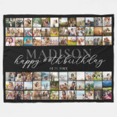 Couverture Polaire Happy Birthday Personnalisé Photo Collage (Devant (Horizontal))