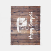 Couverture Polaire Happy Campers Rustic Camping Trailer Nom de famill (Devant)