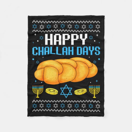 Couverture Polaire Happy Challah Days Ugly Christmas Hanukkah  (Devant)