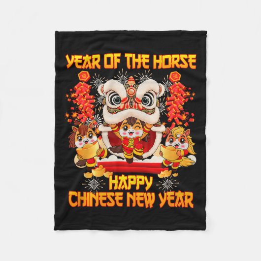 Couverture Polaire Happy Chinese New Year 2026 Year Of The Horse Kid (Devant)