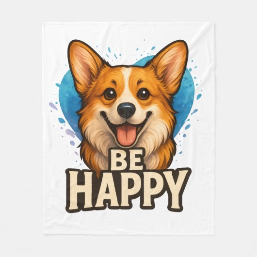 Couverture Polaire Happy Corgi Cute Dog Lover Design for Positive (Devant)