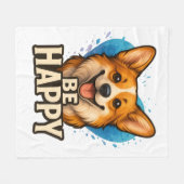 Couverture Polaire Happy Corgi Cute Dog Lover Design for Positive (Devant (Horizontal))