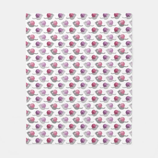 Couverture Polaire Happy Cute Cats Playing with Balls Pattern (Devant)