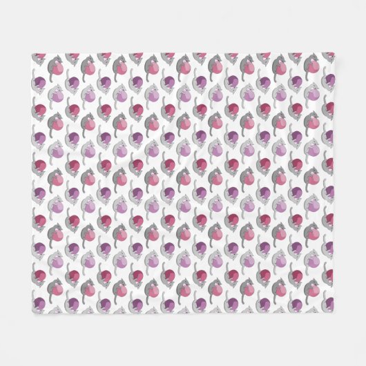 Couverture Polaire Happy Cute Cats Playing with Balls Pattern (Devant (Horizontal))